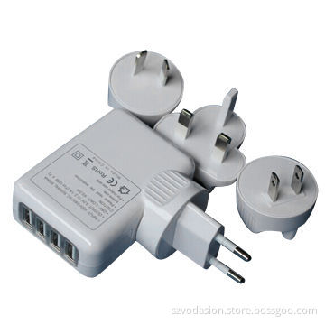 4-port USB to AC Wall Charger Adapter Plug
